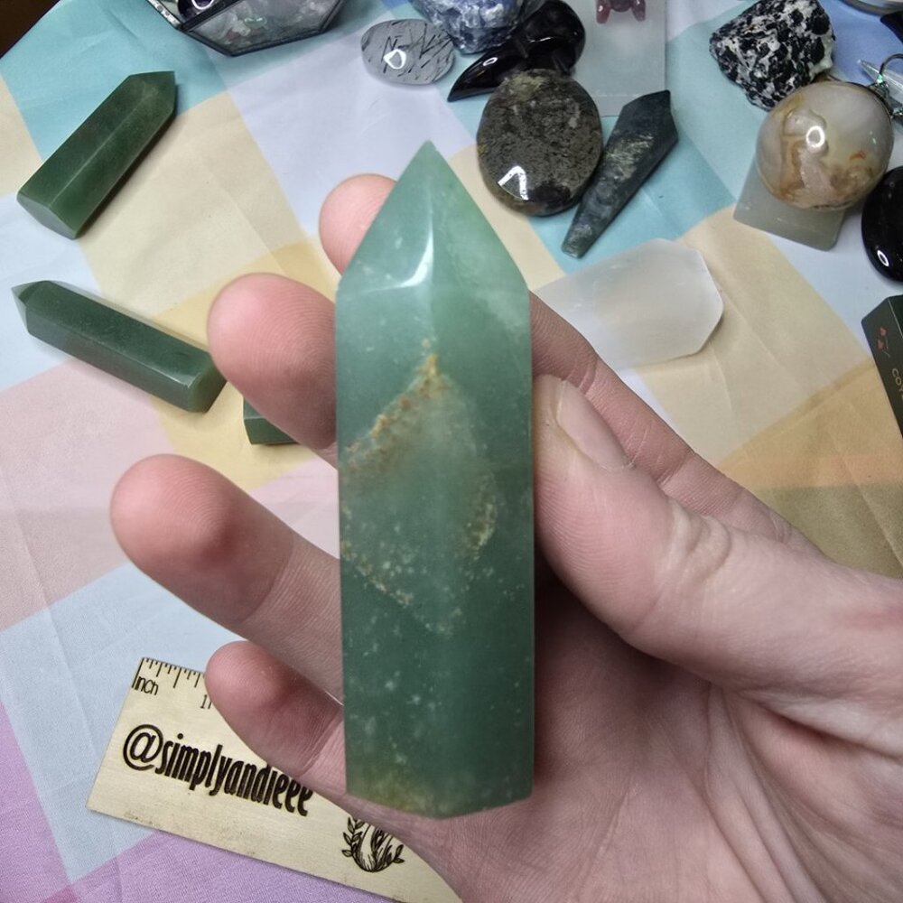 Green Aventurine Tower 3 Inch – Healing Crystal Point for Heart Chakra, Luck - Picture 3 of 4